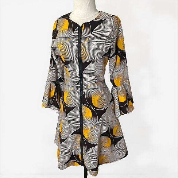 Ray Darten Jamila Afrocentric Ethnic Boho Dress S Bell Sleeve Coquette - Picture 2 of 9